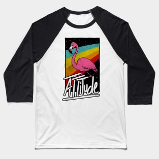 Flamingo Attitude Vintage Rainbow Funny Illustration Baseball T-Shirt